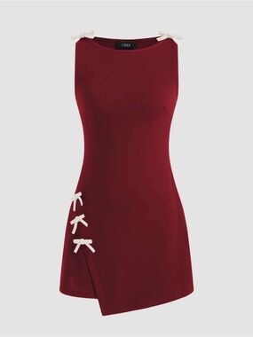 Cider Wine Boatneck Mini Dress with sparkly bows